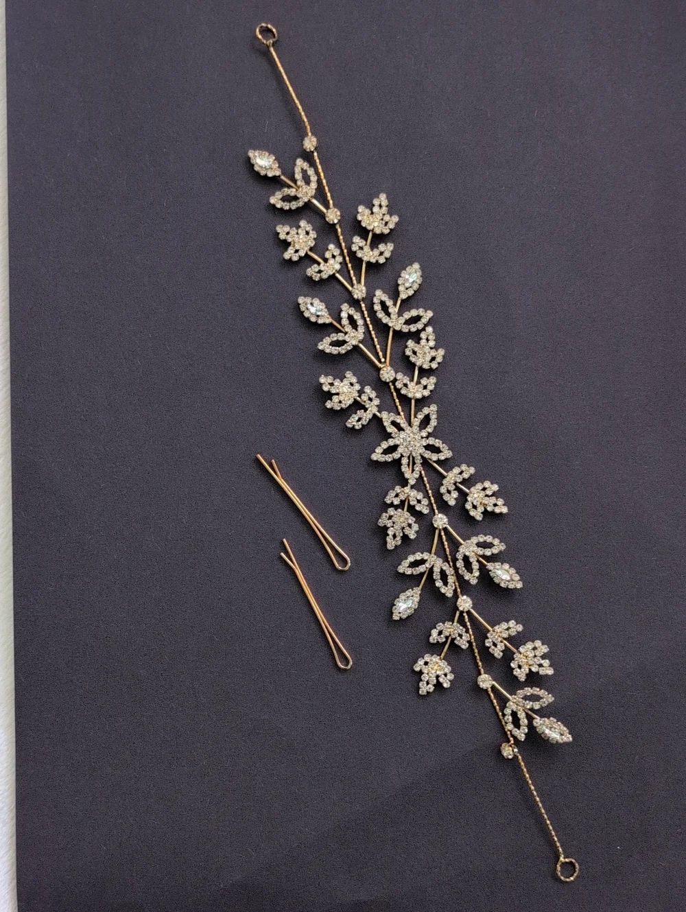 Vivace Gold Leaf Crystal Hair Vine